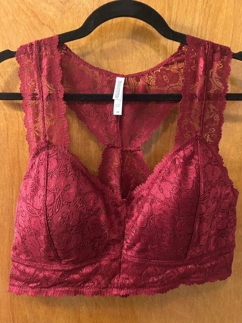 Zenana Outfitters Burgundy Lace Bralette